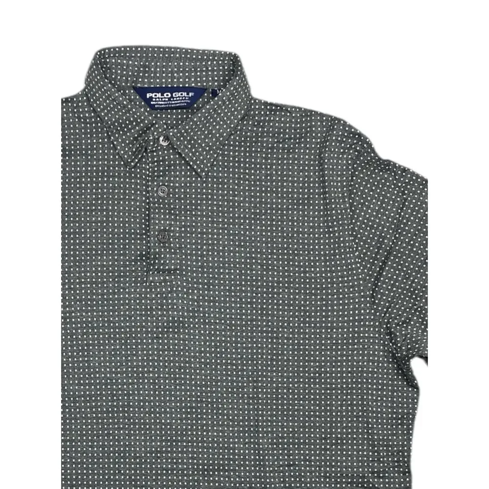 Polo Golf Ralph Lauren Shirt M Pima Cotton Peru Gray Dot Pattern Excellent